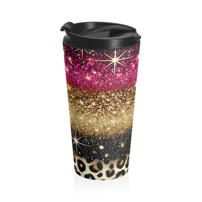 Glitter Glam Leopard Travel Mug