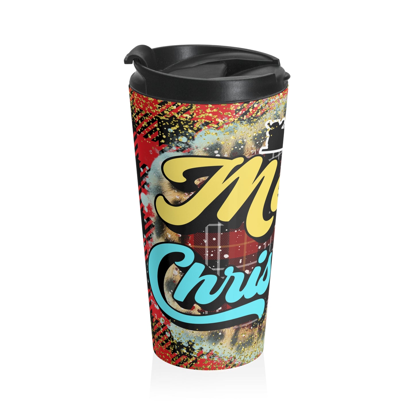 Merry Christmas Plaid Travel Mug