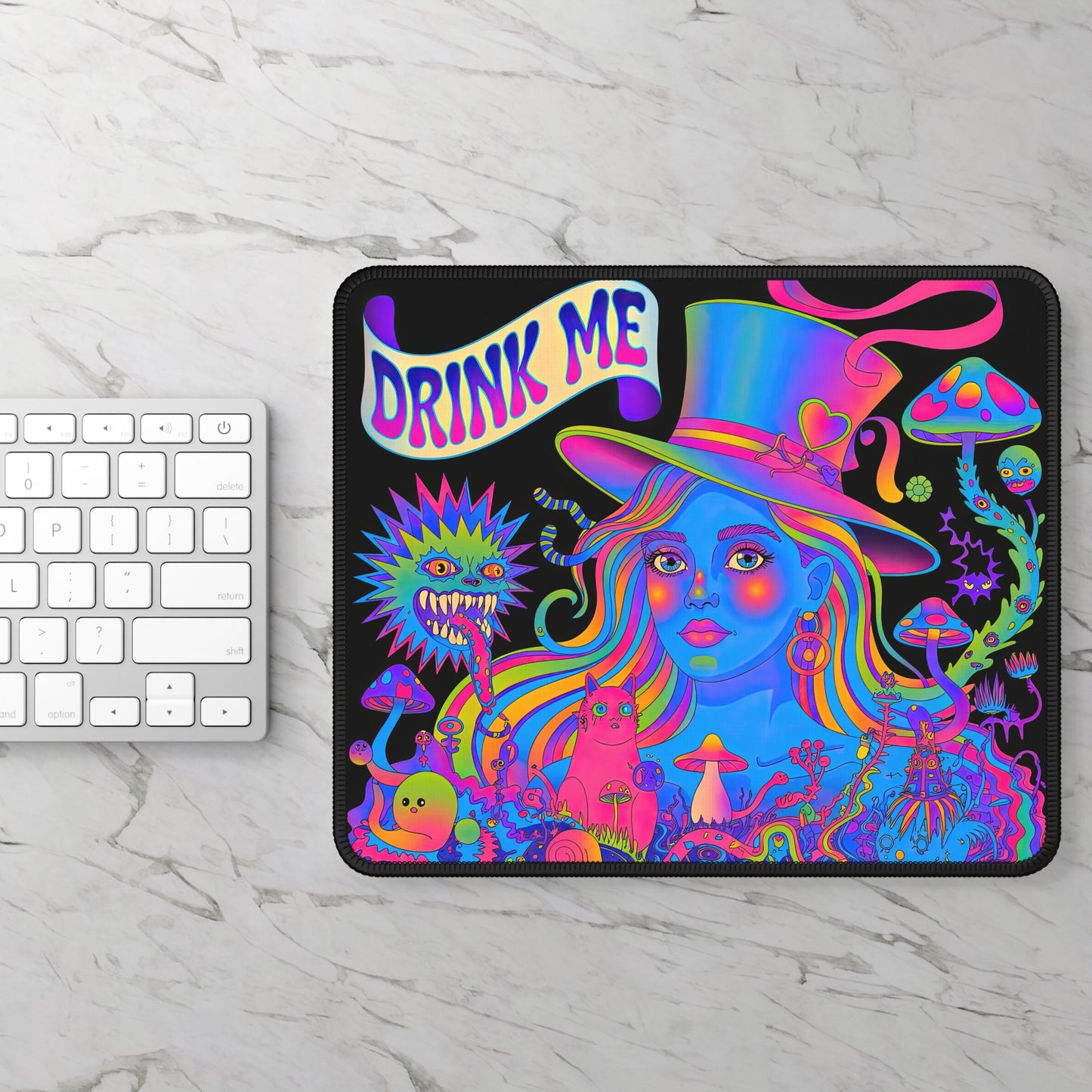 Drink Me Psychedelic Wonderland Mouse Pad