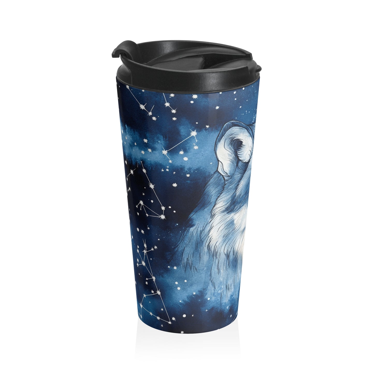 Arctic Sky Wolf Travel Mug