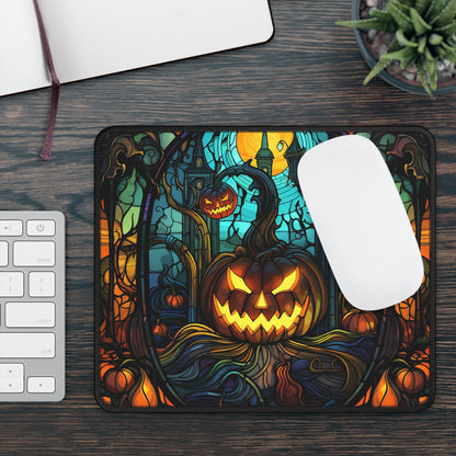 Haunted Pumpkin Stained Glass Mouse Pad