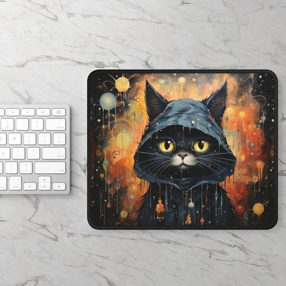 Midnight Hooded Cat Mouse Pad
