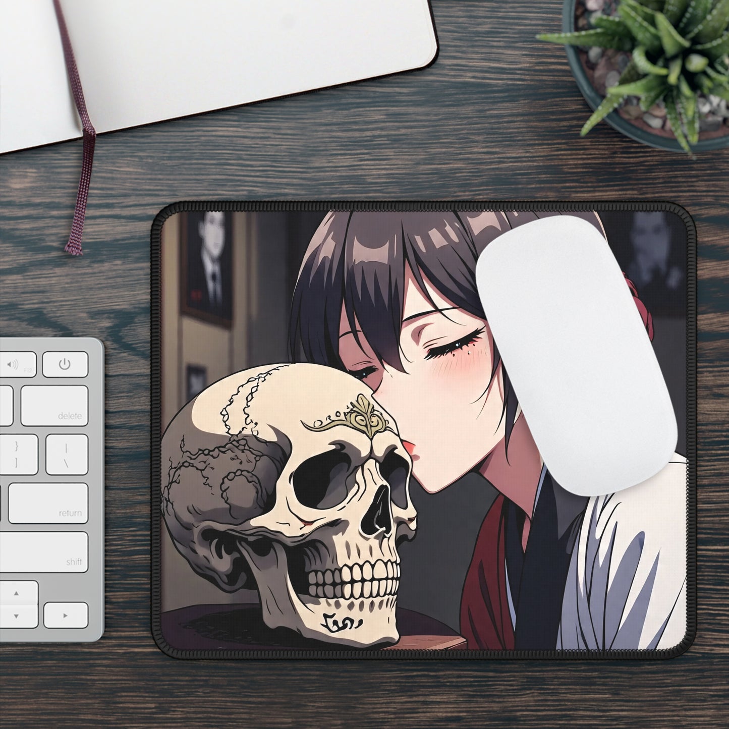 Midnight Kiss Skull Mouse Pad