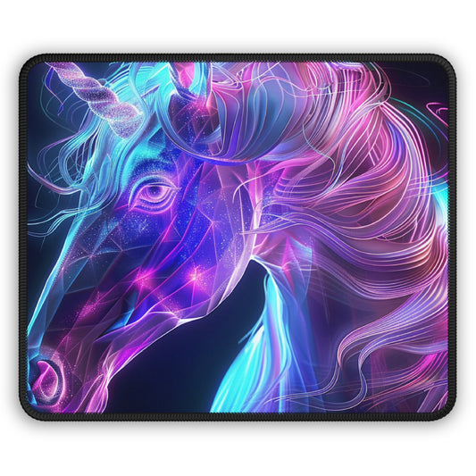Galactic Unicorn Mouse Pad – 9x7 Neoprene Desk Mat with Neon Fantasy Design