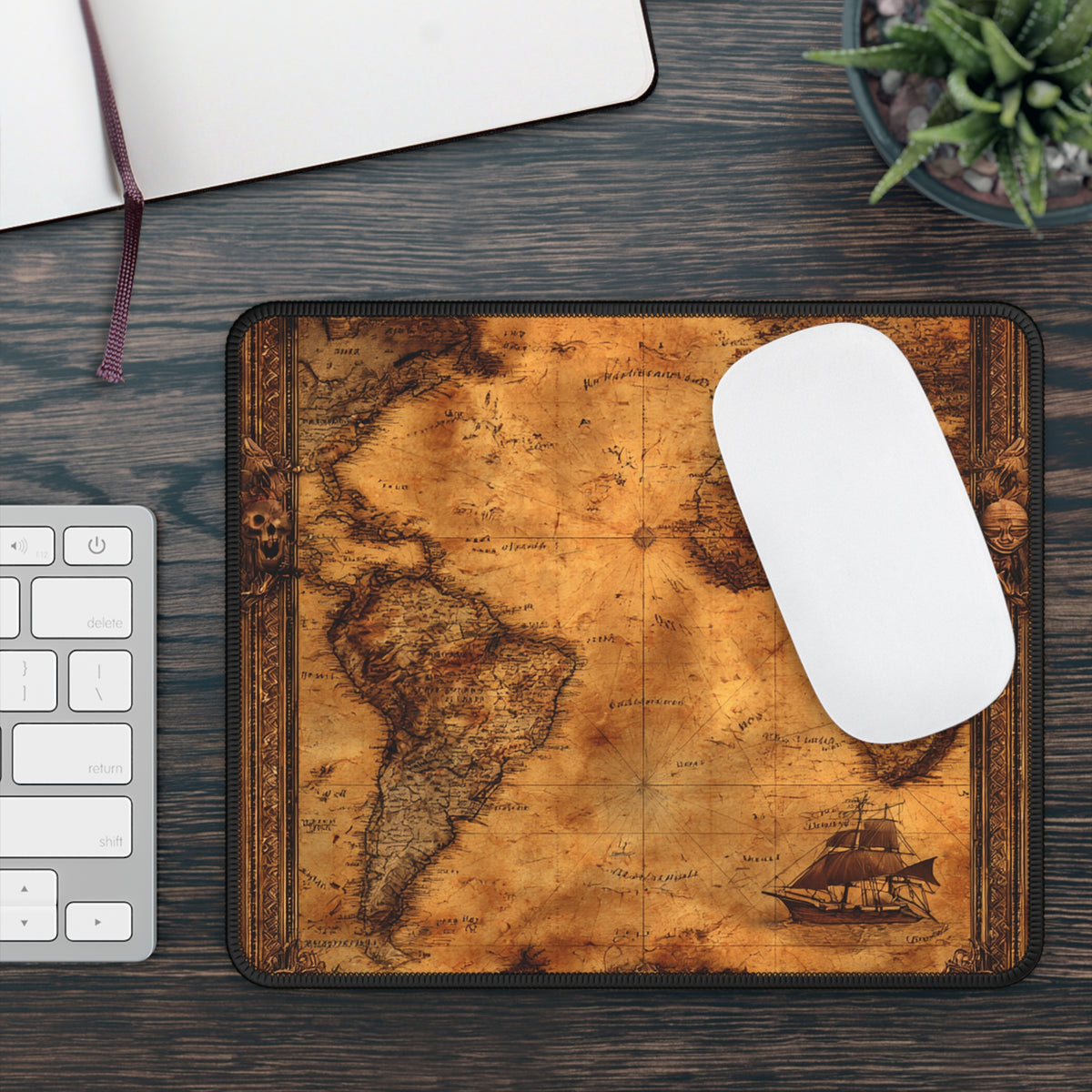 Vintage Explorer Map Mouse Pad