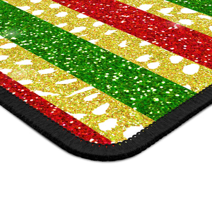 Christmas Glitter Stripes Mouse Pad