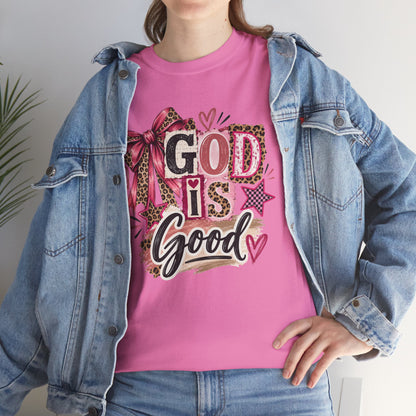 God Is Good Leopard Bow Christian T-Shirt