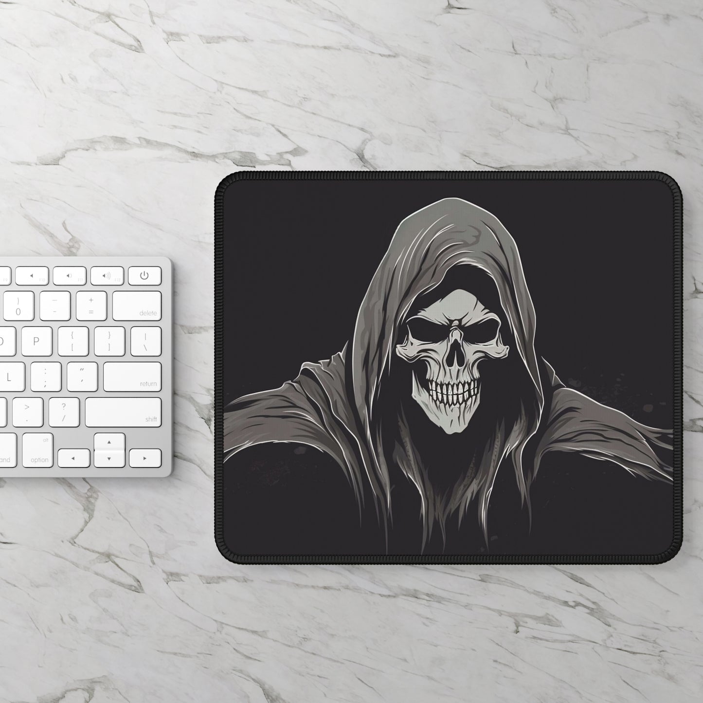 Grim Reaper Hooded Skull Mouse Pad