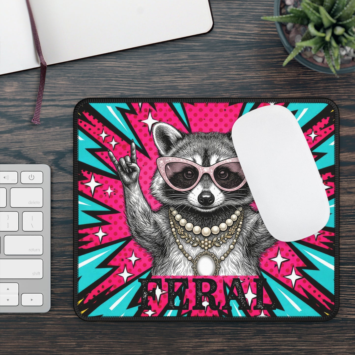 Feral Raccoon Pop Art Mouse Pad