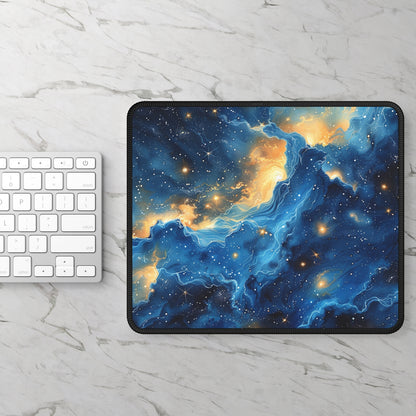Celestial Blue Nebula Mouse Pad