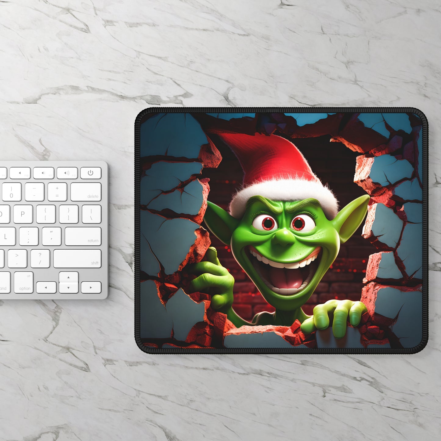 Naughty Goblin Peeking Through the Wall Mouse Pad
