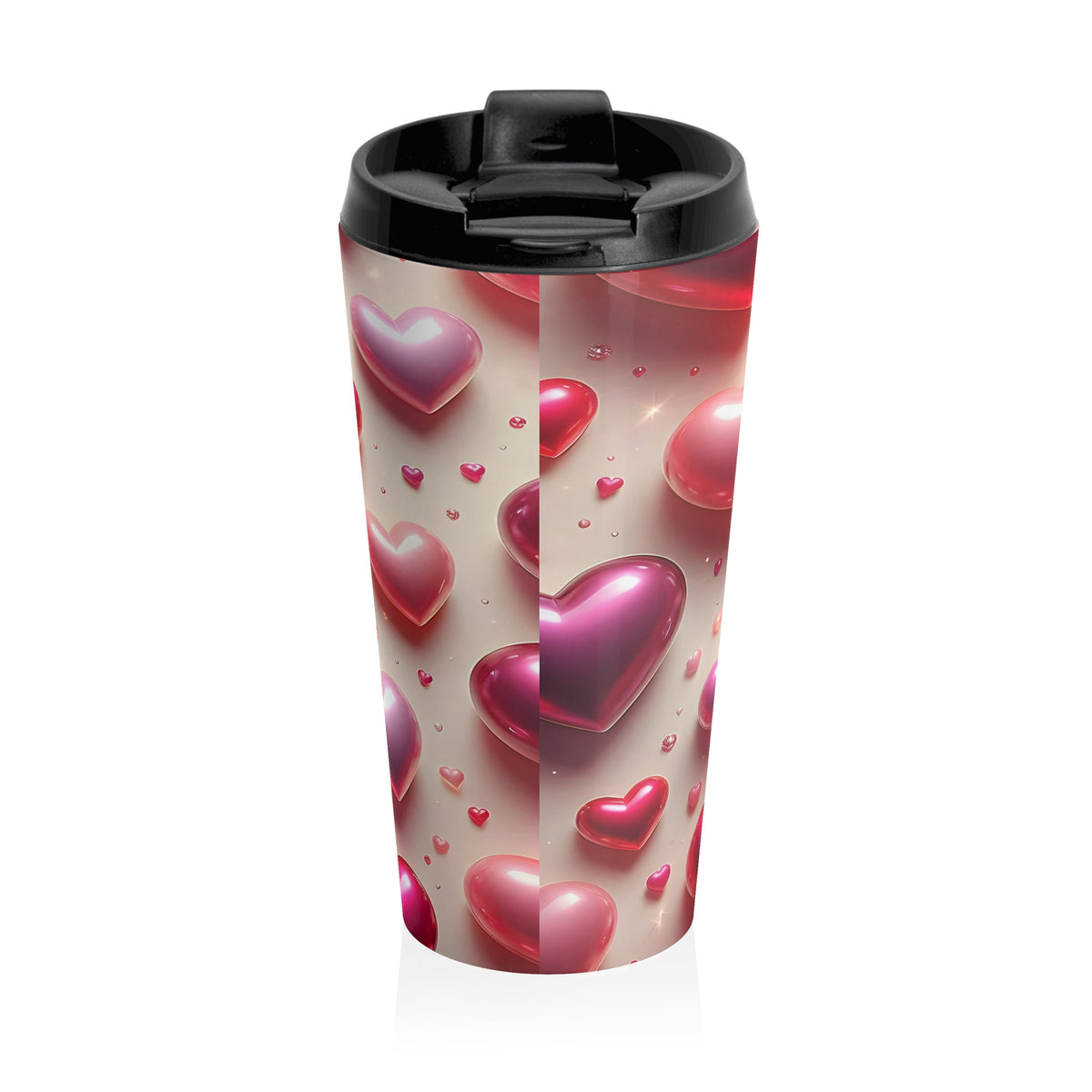 Love Bubbles Pink Heart Stainless Steel Travel Mug