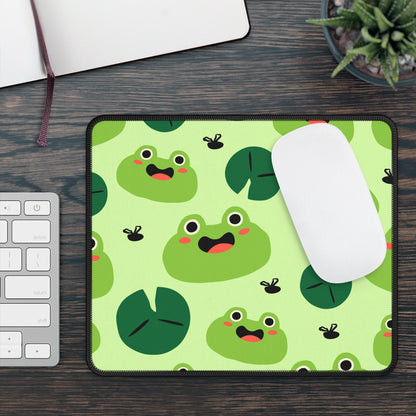 Hoppy Vibes Mouse Pad – 9x7 Neoprene Desk Mat with Cute Frog and Lily Pad Design