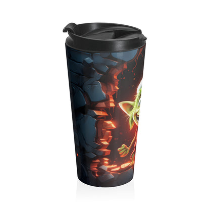 Mischievous Christmas Elf Stainless Steel Travel Mug