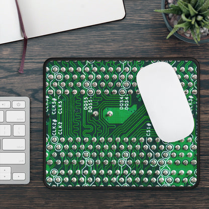 Green Circuit Grid Mouse Pad