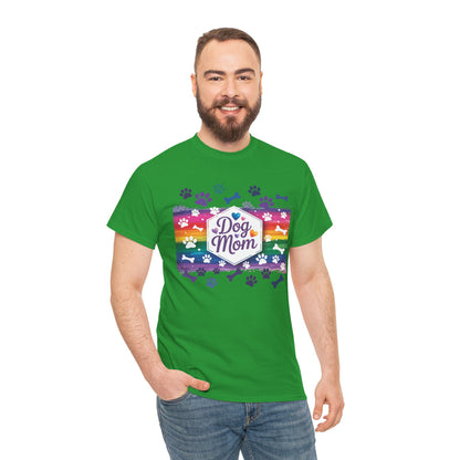 Dog Mom Rainbow Paw Print T-Shirt