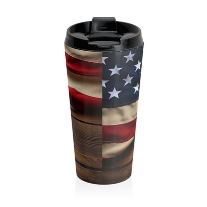 American Flag Barrel Travel Mug