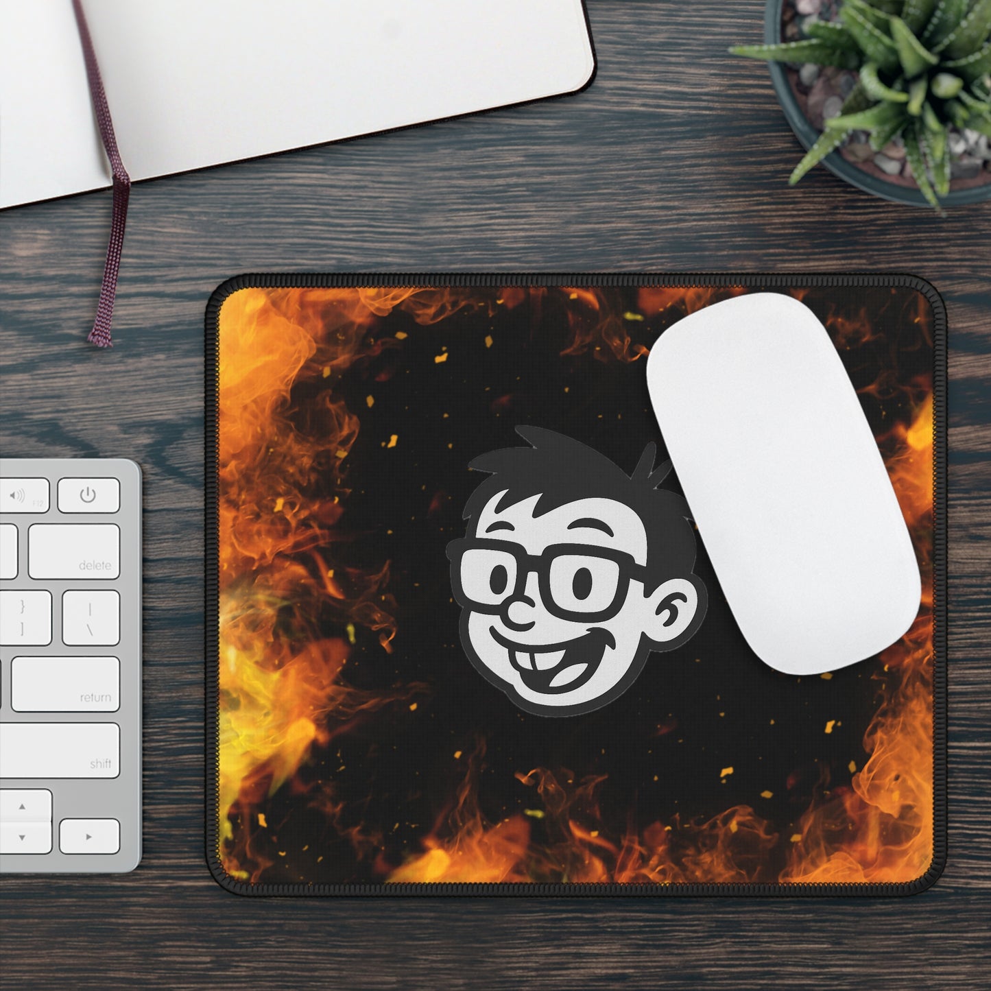 Flame Geek Icon Mouse Pad