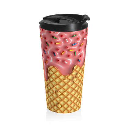 Strawberry Sprinkle Cone Stainless Steel Travel Mug