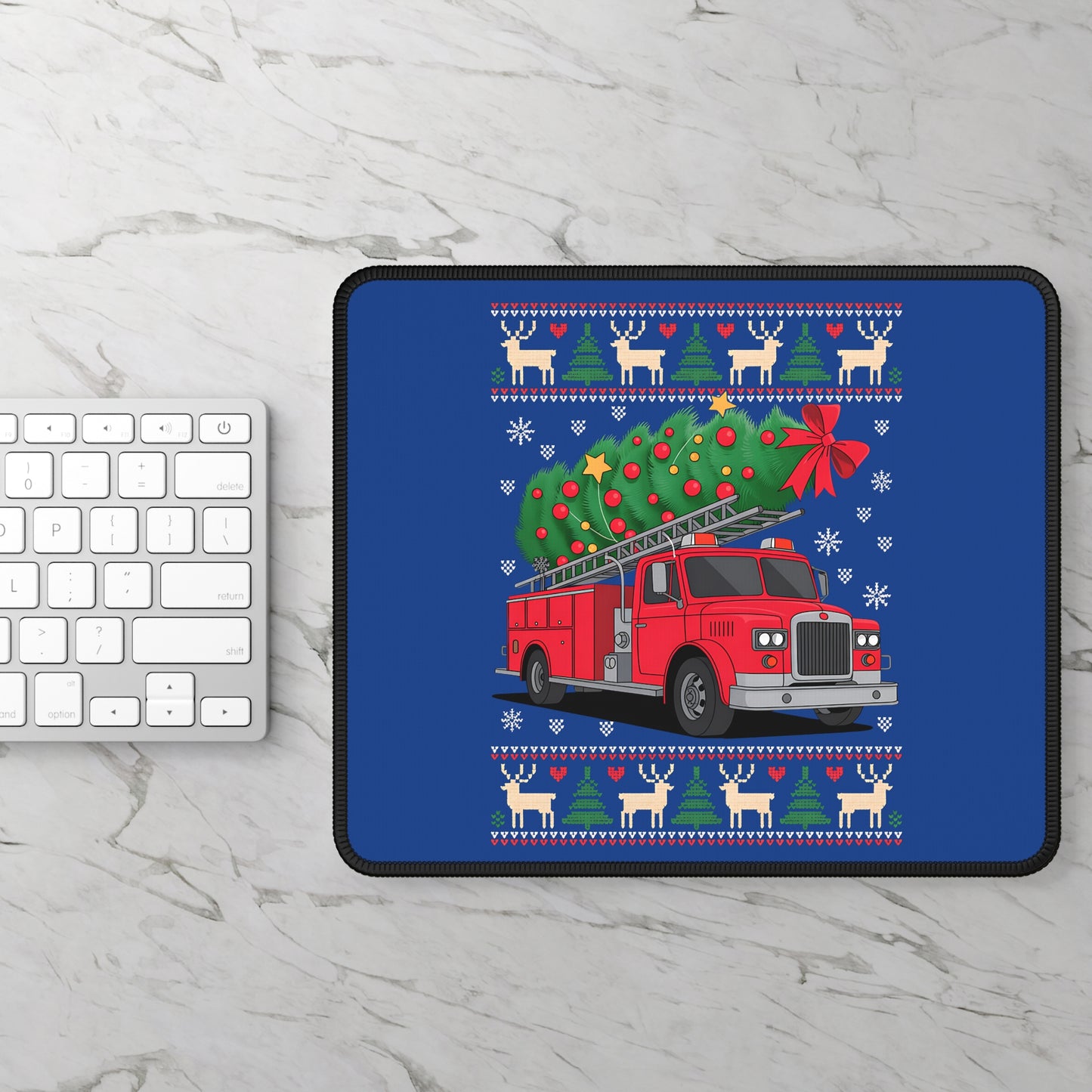 Fire Truck Christmas Mouse Pad