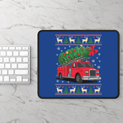 Fire Truck Christmas Mouse Pad
