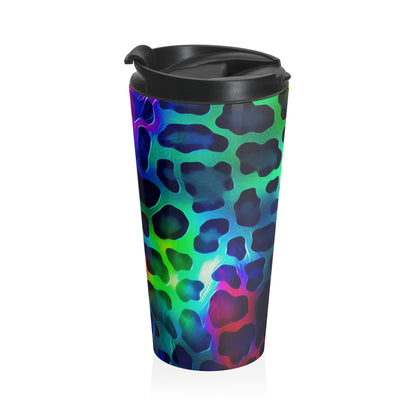 Neon Rainbow Leopard Stainless Steel Travel Mug