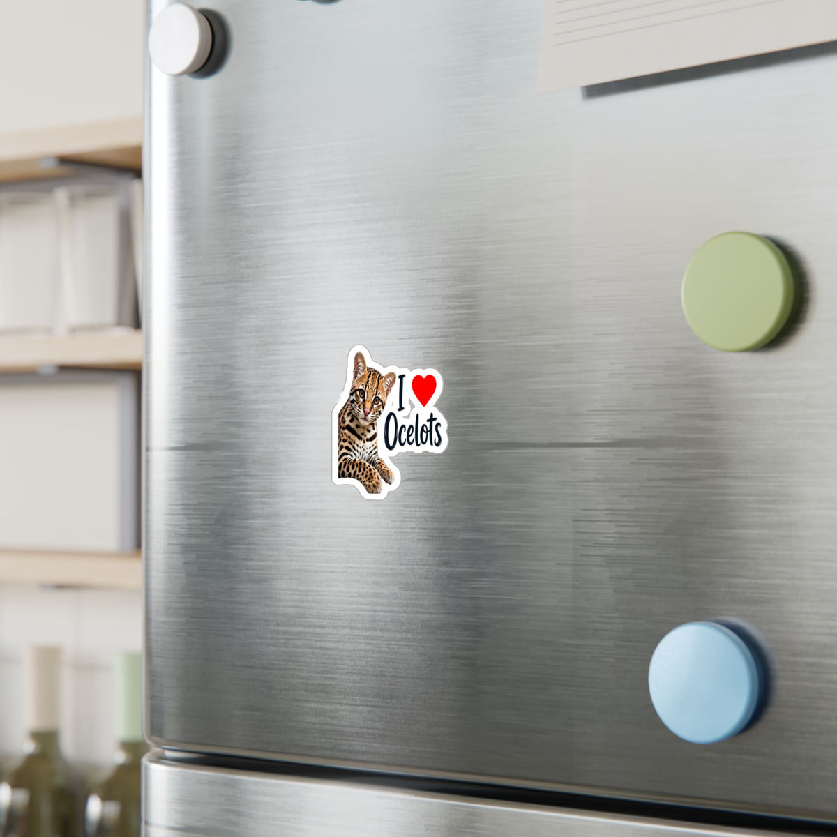 I Love Ocelots Kiss-Cut Vinyl Sticker