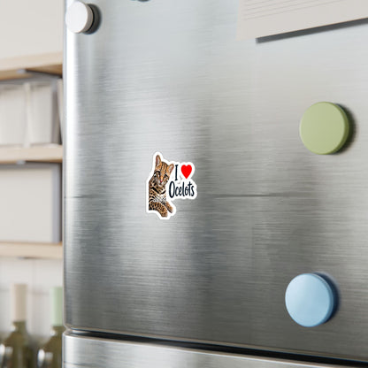 I Love Ocelots Kiss-Cut Vinyl Sticker