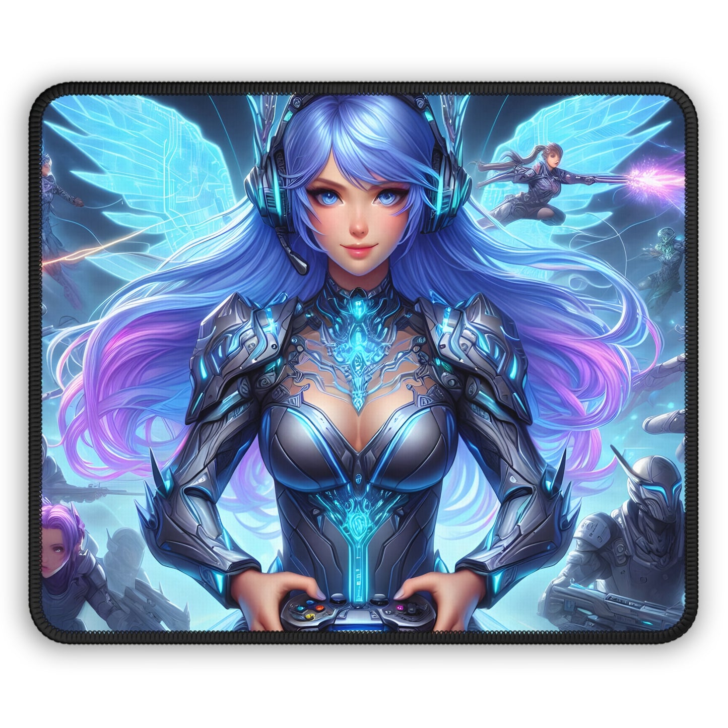 Neon Winged Gamer Mouse Pad