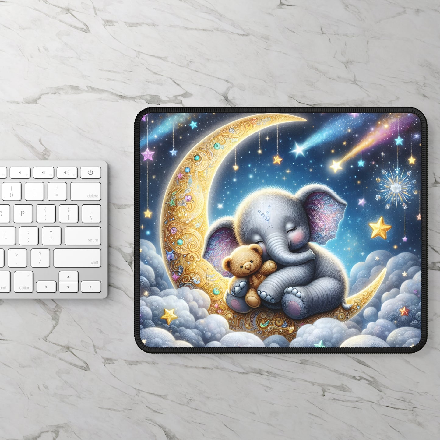 Moonlit Elephant Dreams Mouse Pad