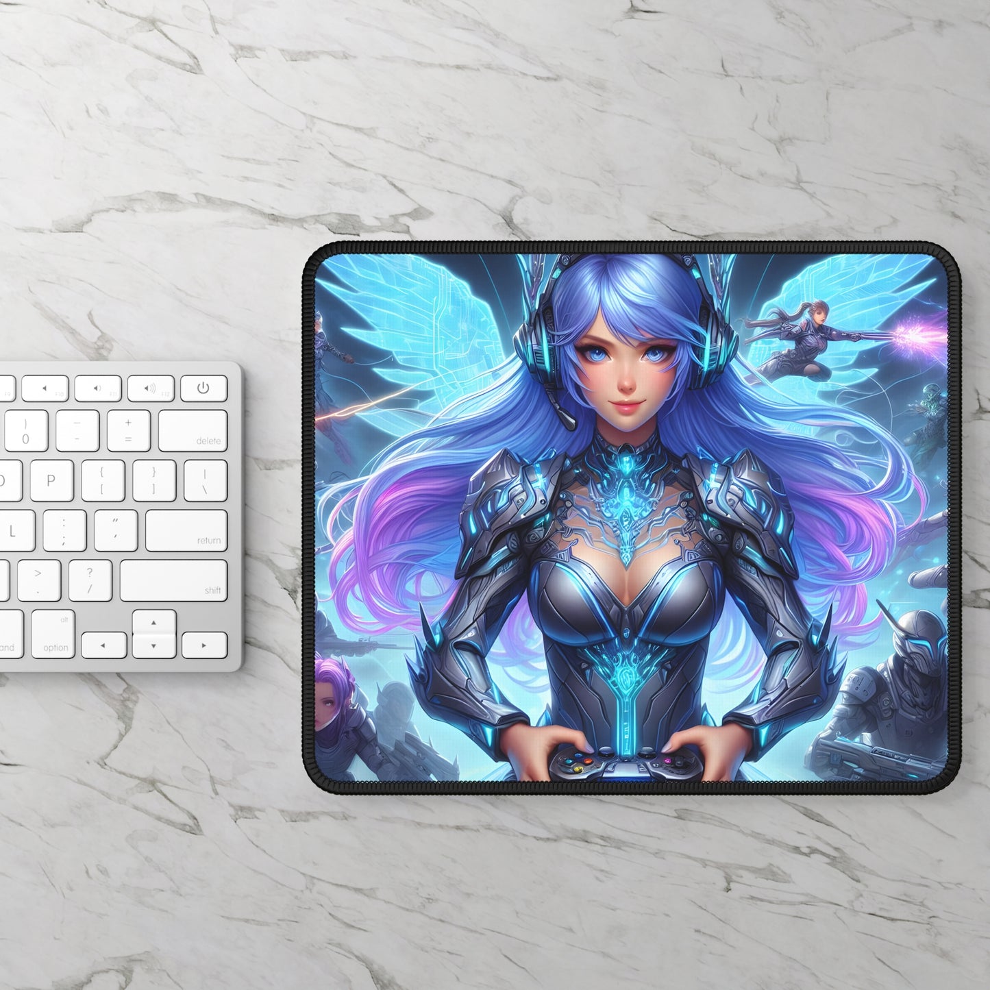 Neon Winged Gamer Mouse Pad