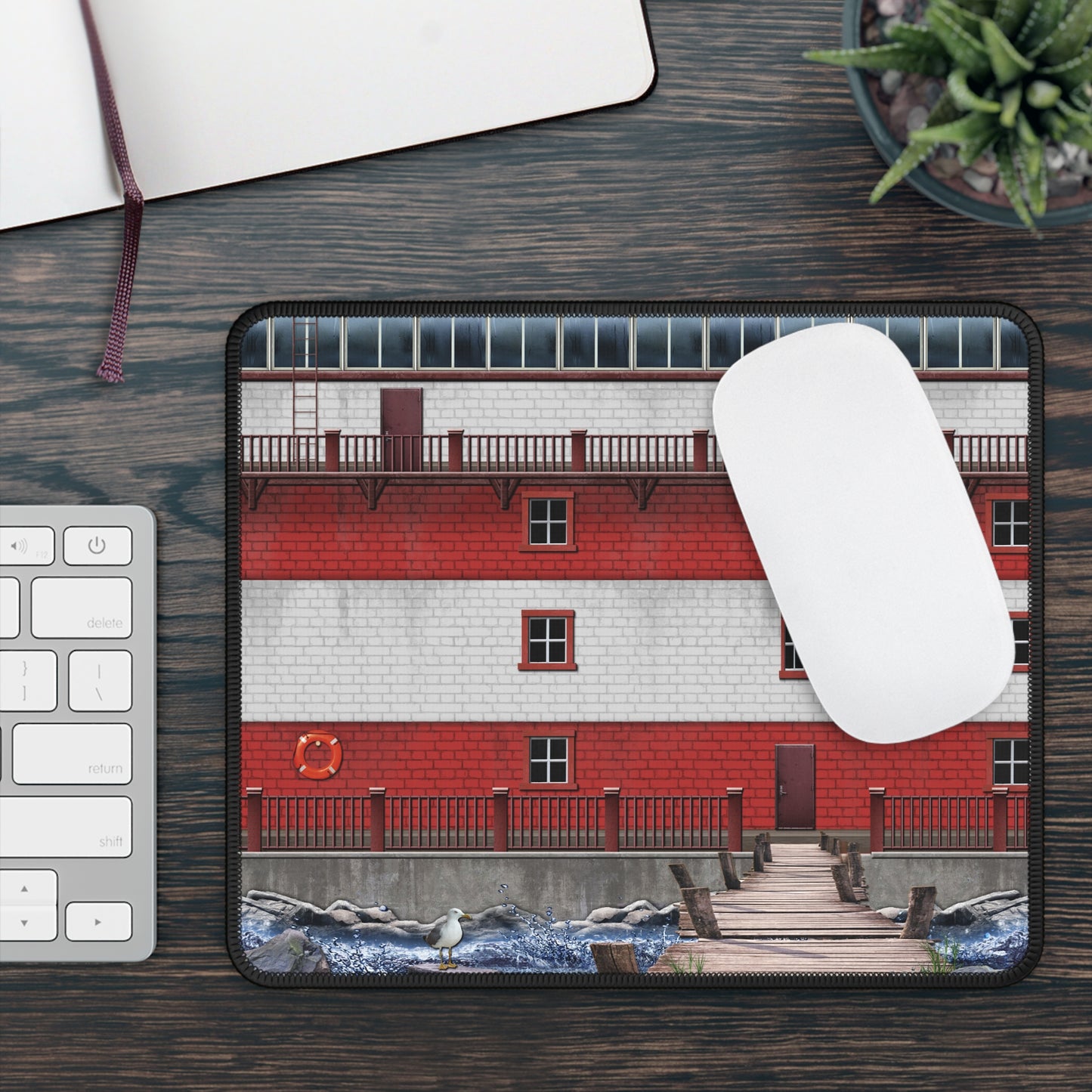 Harbor Dock Scene Mouse Pad