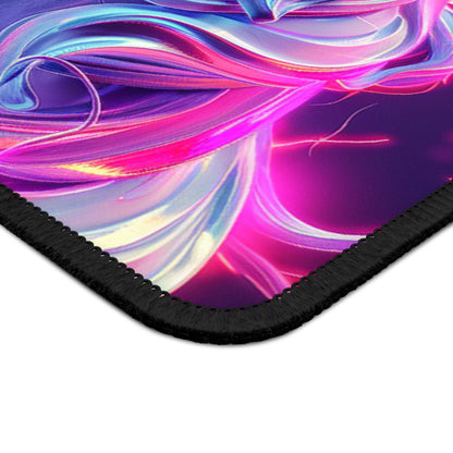 Cyber Unicorn Mouse Pad – 9x7 Neoprene Desk Mat with Neon Holographic Glow