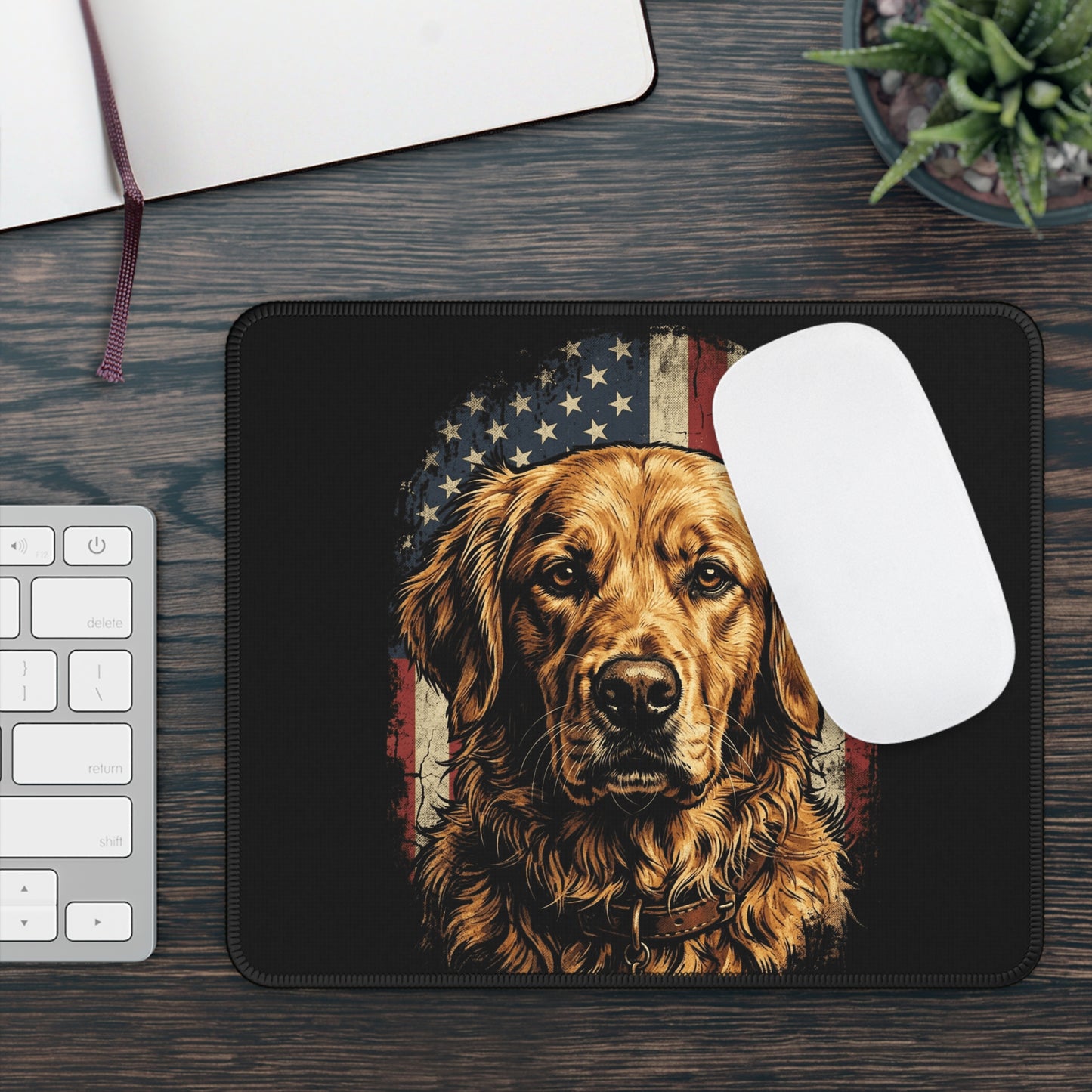 Patriotic Golden Retriever Mouse Pad