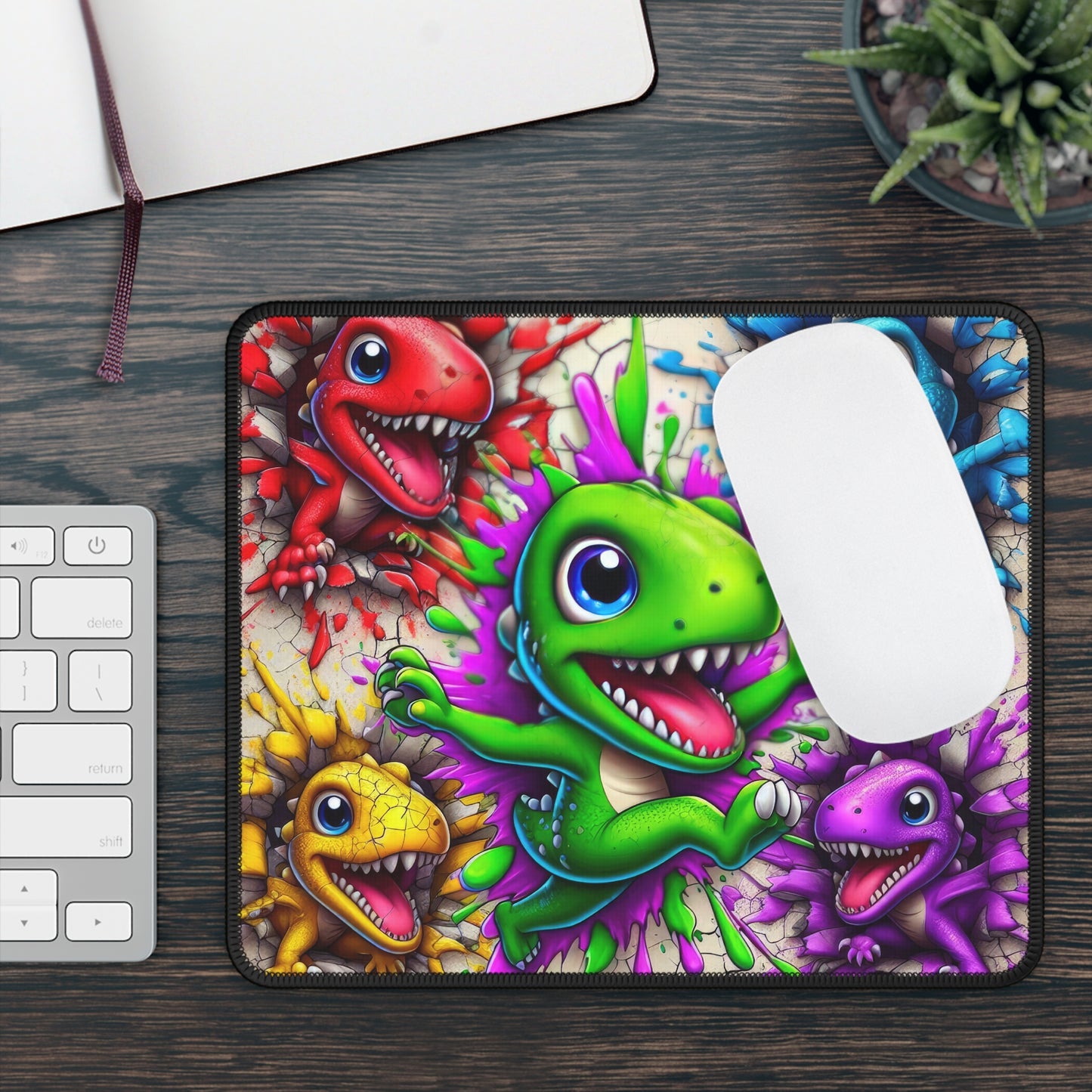 Color Splash Baby Dinosaur Mouse Pad