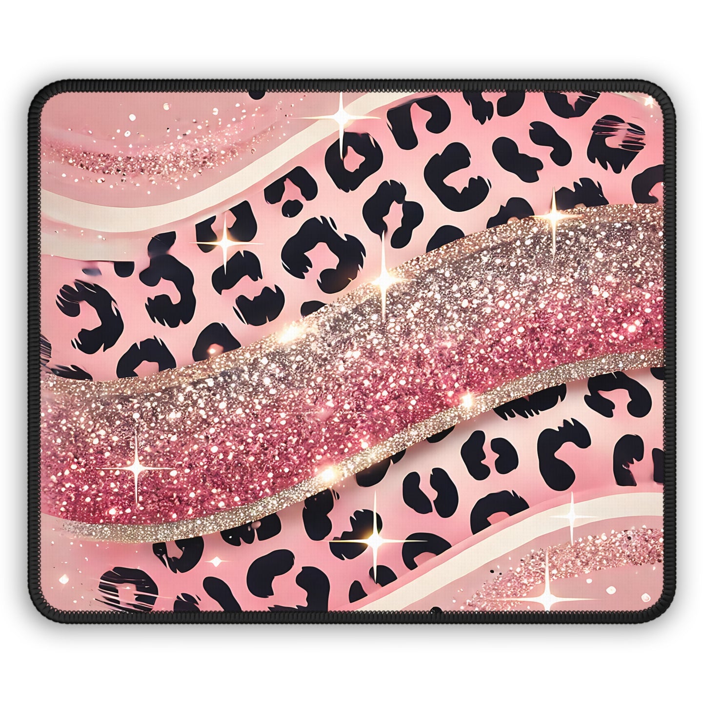 Blush Pink Leopard Glitter Mouse Pad
