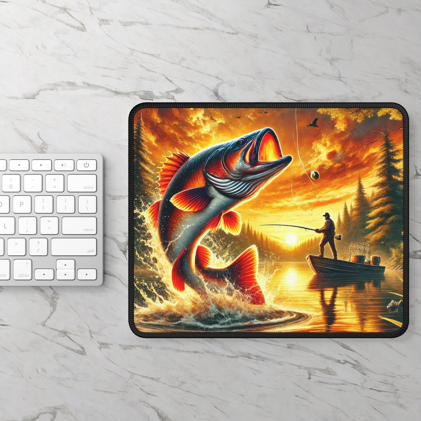 Sunset Strike Fishing Mouse Pad