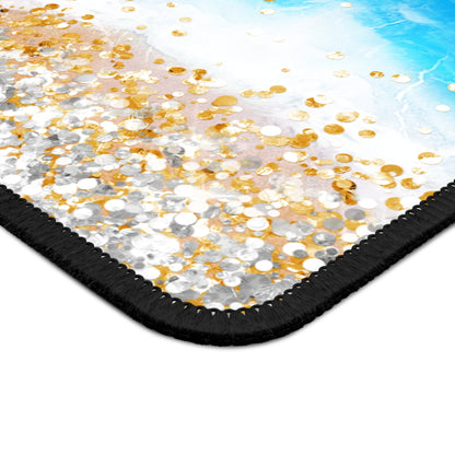 Ocean Glitter Dreams Mouse Pad – 9x7 Neoprene Desk Mat with Sparkling Beach and Wave Design