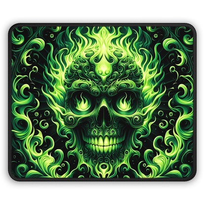 Neon Flame Skull Mouse Pad