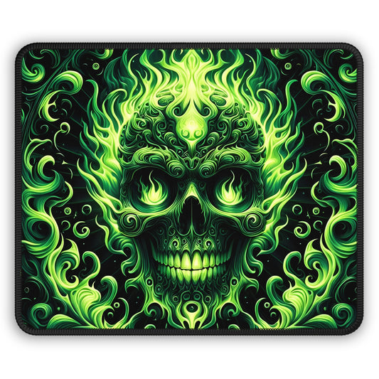Neon Flame Skull Mouse Pad