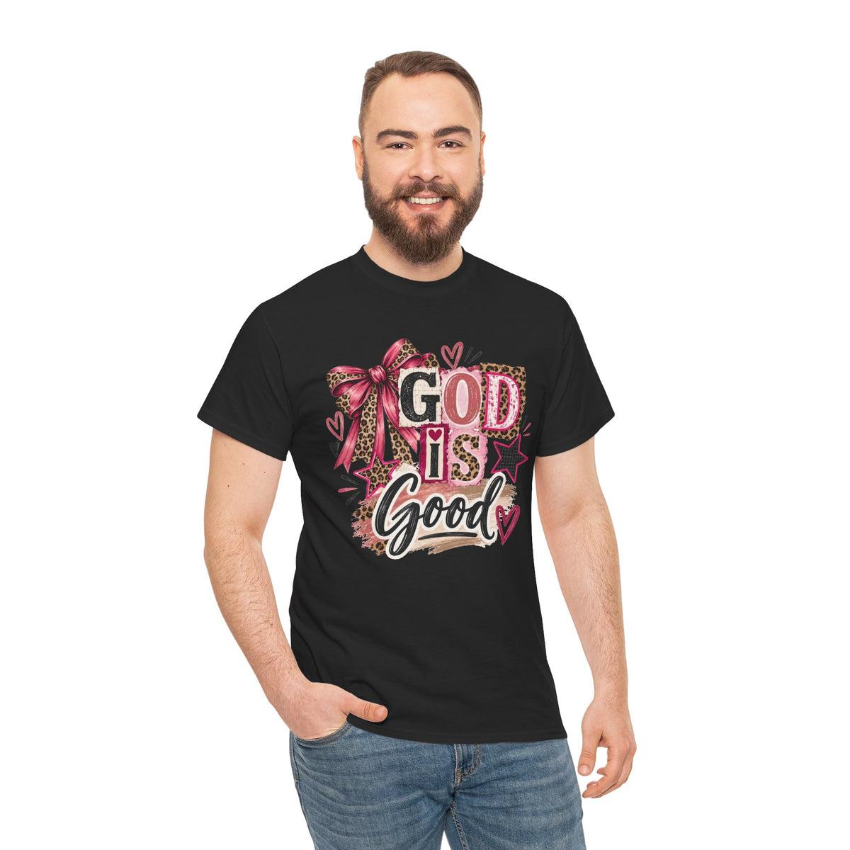 God Is Good Leopard Bow Christian T-Shirt
