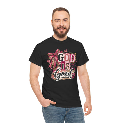 God Is Good Leopard Bow Christian T-Shirt