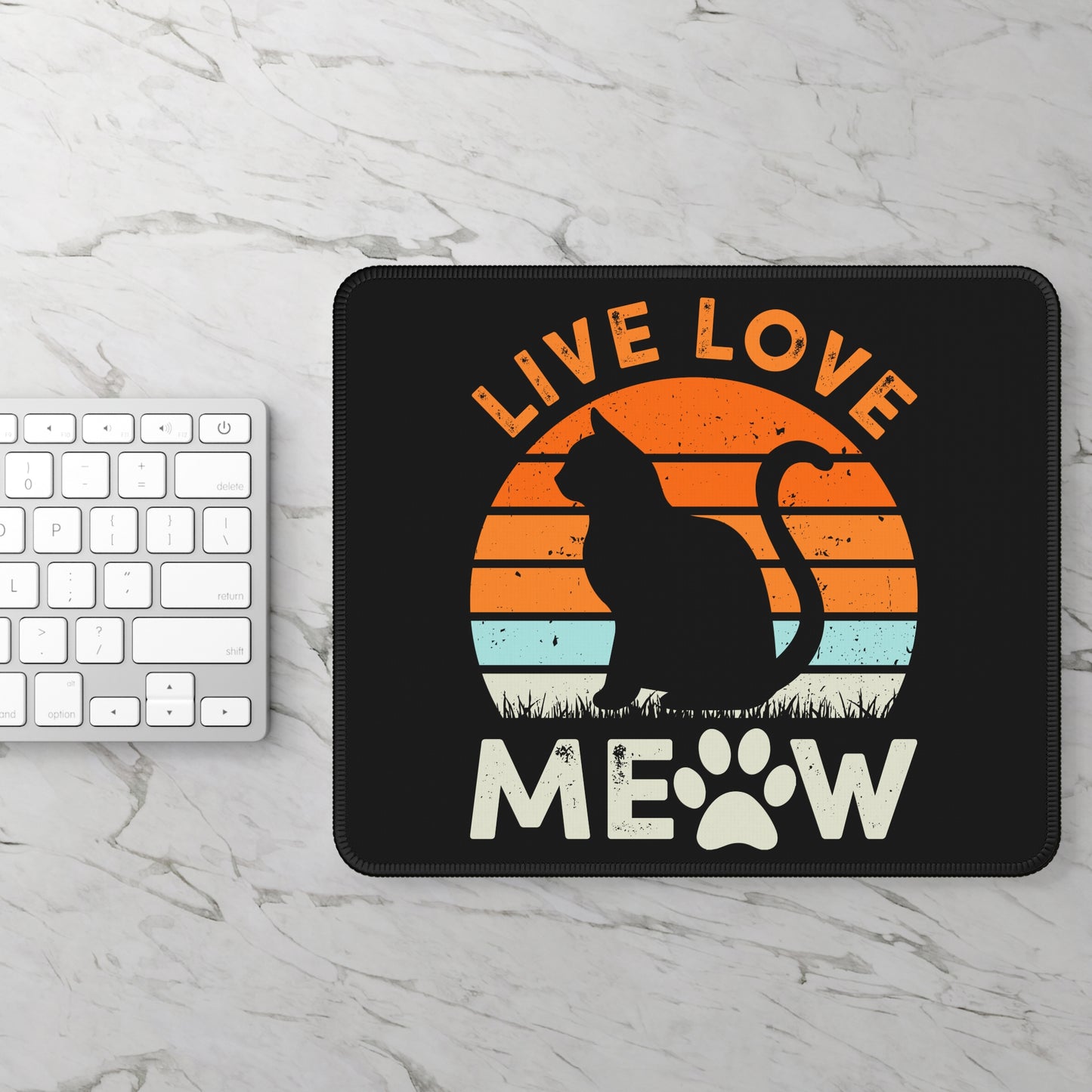 Live Love Meow Vintage Cat Mouse Pad