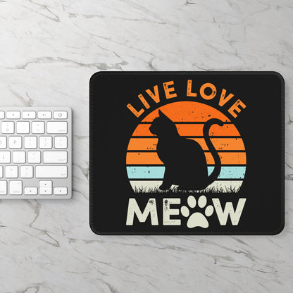 Live Love Meow Vintage Cat Mouse Pad