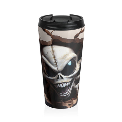 Creepy Alien Skeleton Breakout Stainless Steel Travel Mug