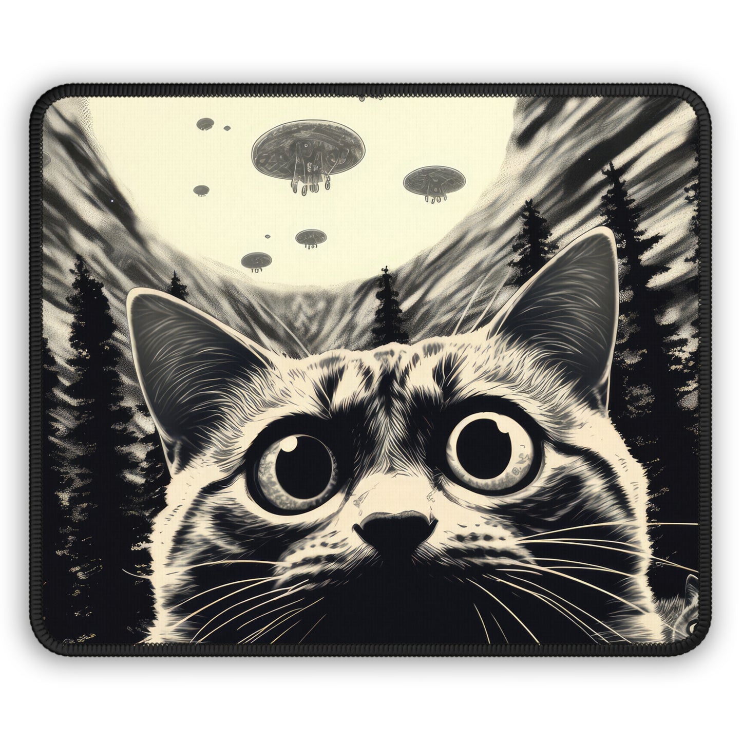 Alien Invasion Cat Mouse Pad