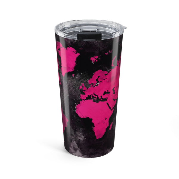 Wanderlust World Map 20oz Tumbler – Magenta & Black