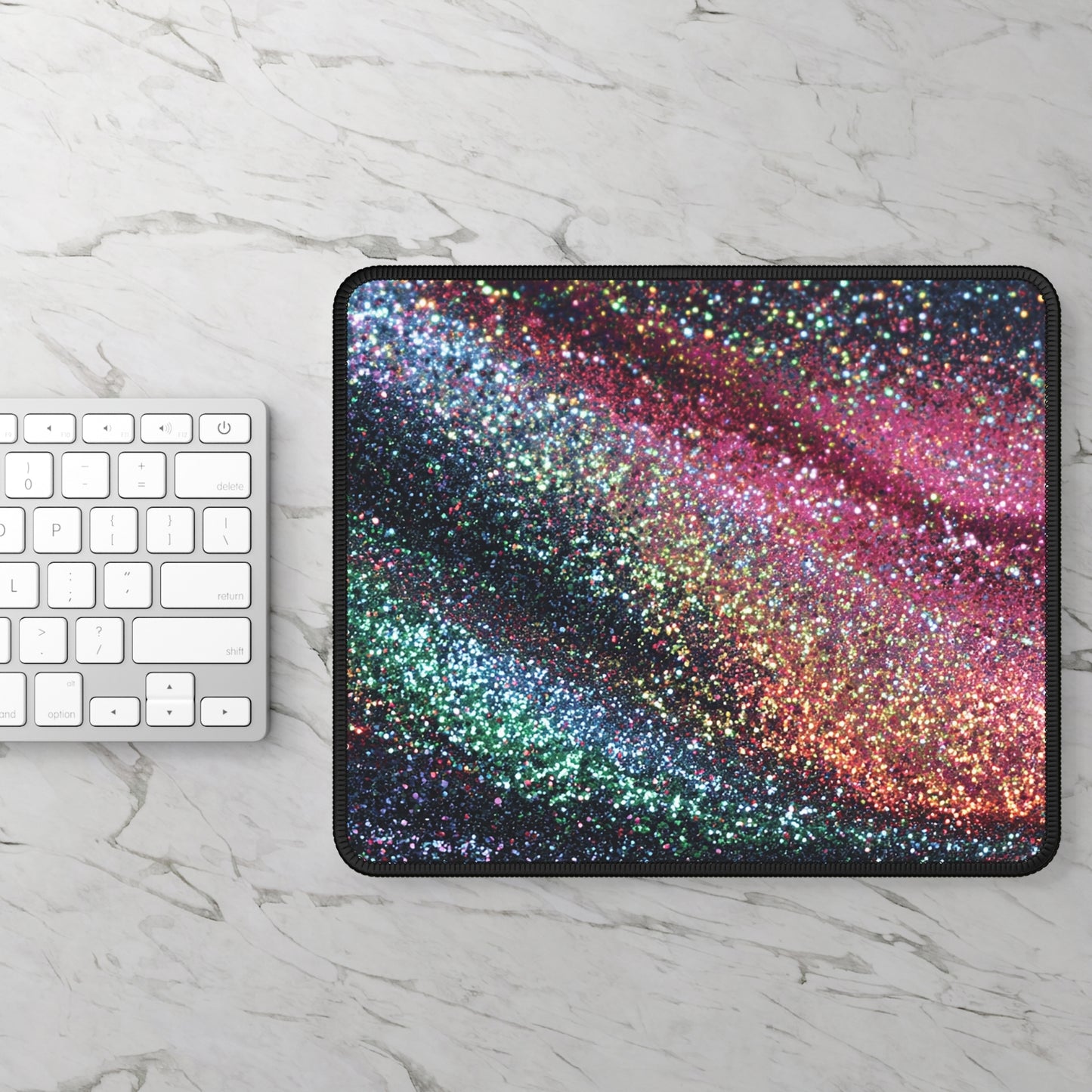 Rainbow Glitter Wave Mouse Pad