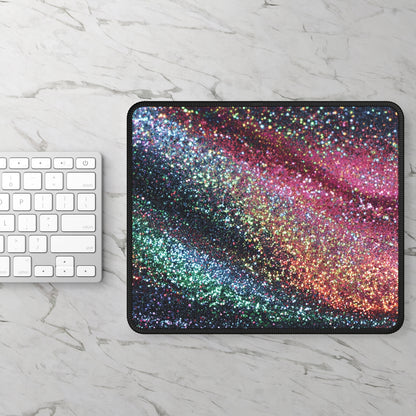 Rainbow Glitter Wave Mouse Pad