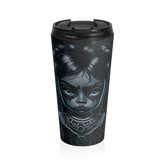 Cursed Doll Stainless Steel Travel Mug – 15oz